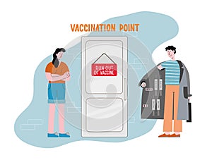 Run out of vaccine. Smuggling, contraband offers fake vaccine. Concept vector illustration about contraband injection