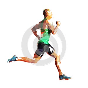 Run, polygonal silhouette. Running man photo