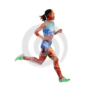 Run, running woman, geometrical vector photo