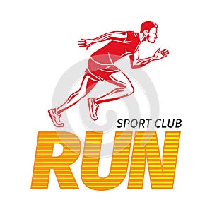 Run Sport Club. Jogging Man. Fast Jogger. Vector