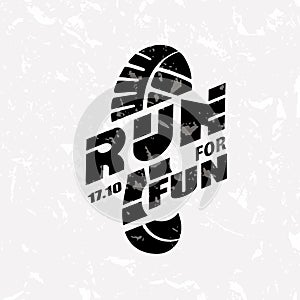 Run symbol in grunge style