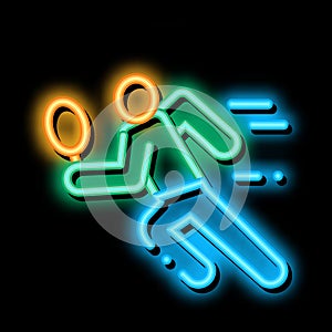 Run Tennis Player neon glow icon illustration