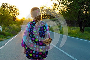 Runaway girl on the road