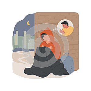 Runaway from home isolated cartoon vector illustration.