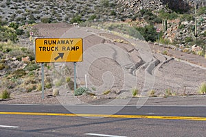 Runaway truck ramp in the mountains that shows signs of recent use