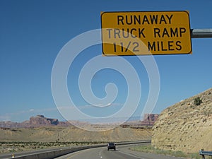 Runaway Truck Ramp Road Sign Driving Interstate