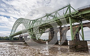 Runcorn Bridges at low tide