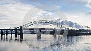 Runcorn Bridges spanning the Mersey Estuary