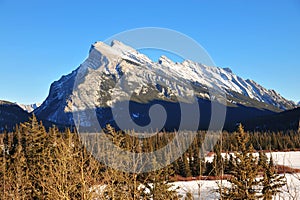 Rundle mountain in banff photo