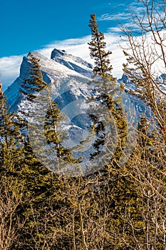 Rundle Mountain from the roadside. Banff National Park, Alberta, Canada