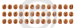 Rune alphabet on wooden tablets