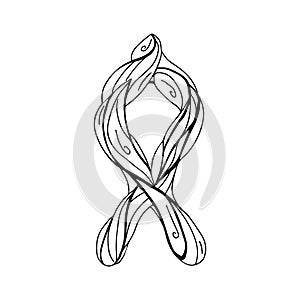 Rune Odal, Othala, Othil. Wooden doodle style. A magical amulet of family, property and inheritance. Safety rune. Elder