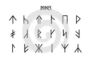 Rune set of letters, runes alphabet. Runic alphabet. Writing ancient. Futhark.