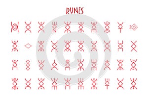 Rune set of letters, runes alphabet. Runic alphabet. Writing ancient. Futhark.