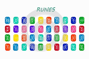 Rune set of letters, runes alphabet. Runic alphabet. Writing ancient. Futhark.