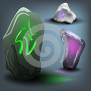 Rune stone set. Vector illustration.