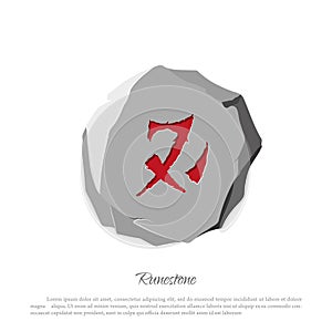 Rune stone on a white background in cartoon style. The object to