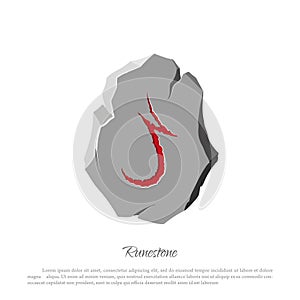 Rune stone on a white background in cartoon style. The object to the game interface