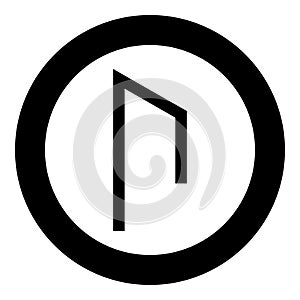 Rune Uruz Urus aurochs power icon black color vector in circle round illustration flat style image