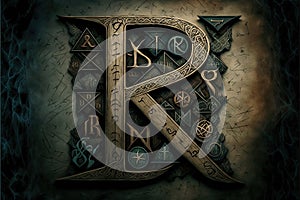 Runes, An ancient Germanic alphabet that is used for divination and magic. Mystic still life with stone runes. AI generative