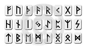 Runes. Complete collection of runic letters, which were used in Germanic languages. Ancient magic signs of Nordic culture.