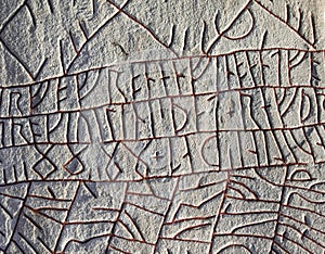 Runes at the famous RÃ¶k runestone, Sweden