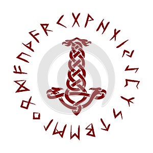 Runes. Pagan Mjolnir Celtic Heathen Mythology photo