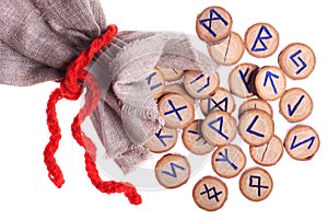 Runes and pouch isolated photo