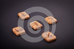 runes for predictions burned on wooden plates
