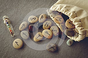 Runes and tarot cards photo