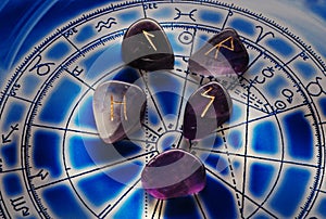 Runes with zodiac photo