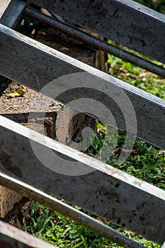 The rungs of a ladder up close