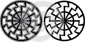 Runic slavic symbol of the sun tattoo element black on a white background