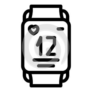 Runner app heart pulse icon, outline style