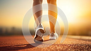 Runner athlete running on road. Woman fitness jogging workout wellness concept