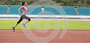 Runner athlete running on stadium