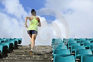 Runner athlete running on stairs