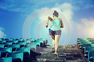 Runner athlete running on stairs