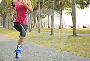 Runner athlete running at tropical park