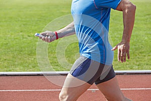 Runner checking fitness data