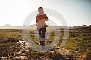 Runner cross country running outdoors