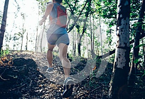 runner cross country trail running in forest
