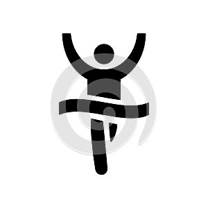 Runner crossing finish ribbon icon. Isolated vector sign symbol. Runner concept. Competition icon. Running sprinter athlete