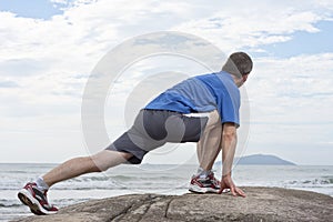 Runner doing stretching exercise