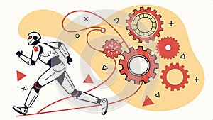 Runner and gears, motion mechanical energy vector design Generative AI