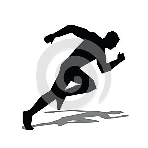 Runner flat icon. Running man vector silhouette