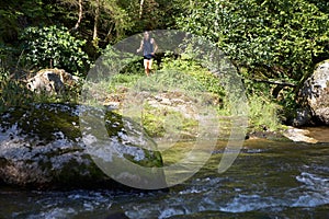 Runner on a forest track photo