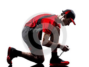Runner jogger lacing shoes silhouette photo