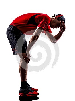 Runner jogger tired exhaustion breathless heat silhouette photo