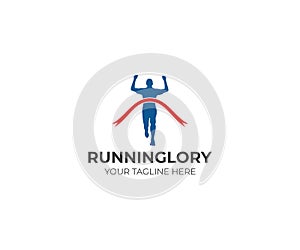 Runner Logo Template. Finish Ribbon Vector Design